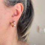 گوشواره حلقه ای میناکاری صورتی استیل