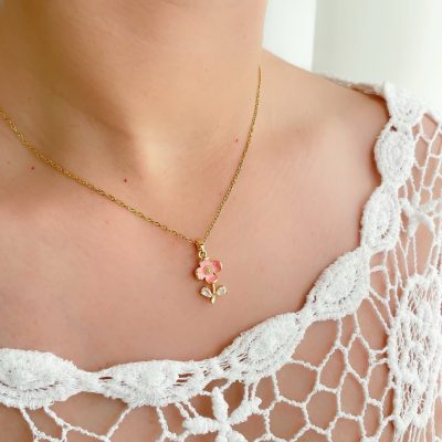 گردنبند گل یاسمن استیل