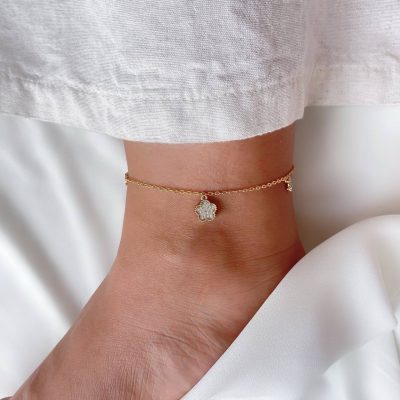 پابند زنجیری با آویز گل نگیندار ژوپینگ