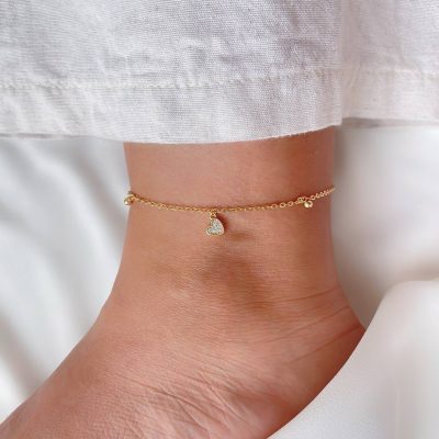 پابند زنجیری با آویز قلب نگیندار ژوپینگ