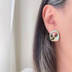 گوشواره میناکاری فیروزه ای حلقه گل استیل