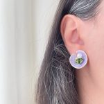 گوشواره میناکاری یاسی گل مرداب استیل