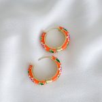 گوشواره حلقه ای میناکاری نارنجی استیل