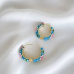 گوشواره حلقه ای میناکاری آبی استیل