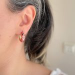 گوشواره حلقه ای میناکاری سرخابی استیل