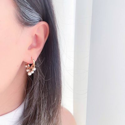 گوشواره حلقه‌ای با آویز مروارید ژوپینگ