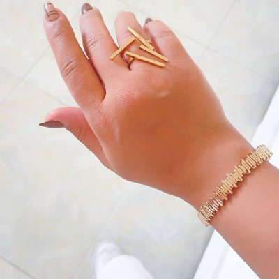 بنگل (دستبند النگویی) آبکاری نقره طرح مدرن