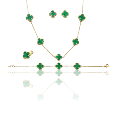 سرویس کامل ونکلیف سبز استیل (گردنبند 5 گل)