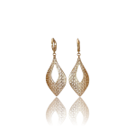 گوشواره حلقه ای آویز برگ طرح طلا ژوپینگ