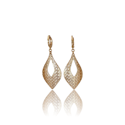 گوشواره حلقه ای آویز برگ طرح طلا ژوپینگ