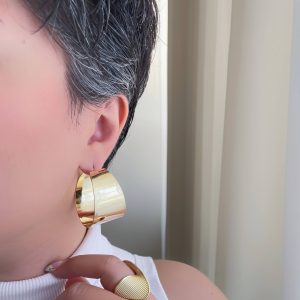 گوشواره حلقه ای آینه ای پهن طرح زارا 16