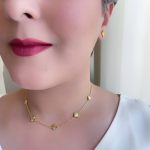 گردنبند ونکلیف طلایی گل ریز استیل