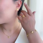 سرویس کامل ونکلیف طلایی گل ریز استیل (گردنبند تک گل)