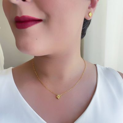 گردنبند ونکلیف طلایی تک گل ریز استیل
