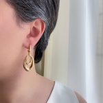 گوشواره کلیپسی آویز دو حلقه طرح طلا ژوپینگ
