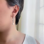 گوشواره کلیپسی فول نگین با آویز مروارید ژوپینگ
