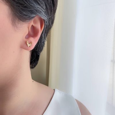 گوشواره میخی پروانه طرح طلا ژوپینگ