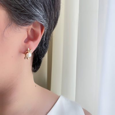 گوشواره حلقه ای گل مروارید ژوپینگ
