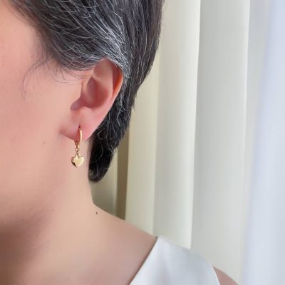 گوشواره حلقه ای با آویز قلب آینه ای کوچک ژوپینگ