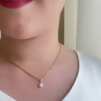 پلاک تک نگین گرد ژوپینگ بدون زنجیر