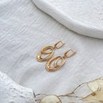 گوشواره کلیپسی آویز دو حلقه طرح طلا ژوپینگ