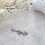 پیرسینگ ناف با آویز برگ استیل