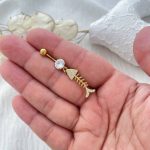 پیرسینگ ناف با آویز ماهی استیل