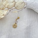 پیرسینگ ناف با آویز خورشید و ماه استیل