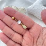 پیرسینگ ناف با آویز اشک استیل