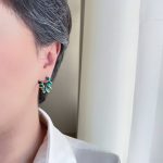 گوشواره میناکاری حلقه ای سبز مارپیچ استیل