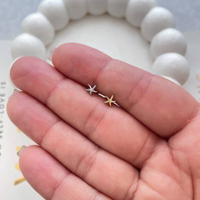 پیرسینگ گوش ستاره دریایی مینیمال استیل