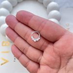 پیرسینگ گوش جواهری حلقه ای نگیندار طرح 2 استیل